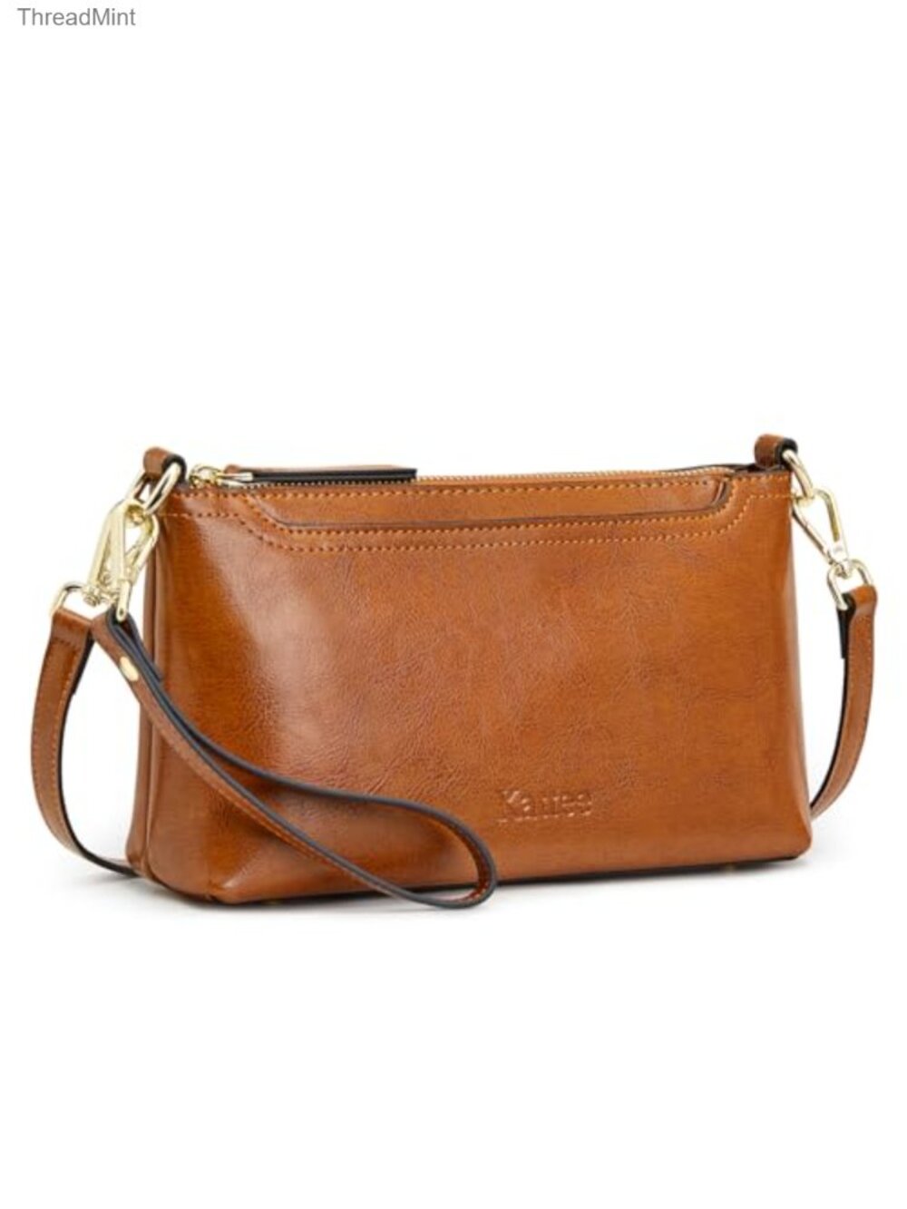 Genuine Leather Crossbody Bag Sling Purse Adjustable Strap